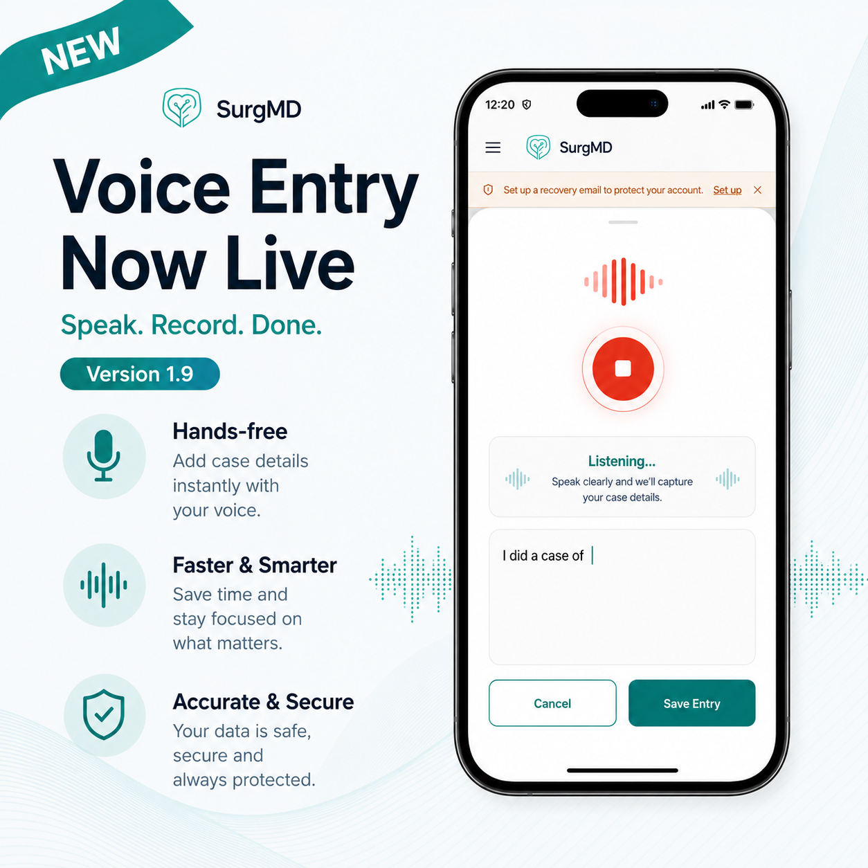 SurgMD Voice Entry feature